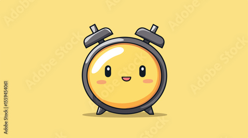Cheerful Korean Cartoon Character Holding Alarm Clock - Fun and Playful Illustration