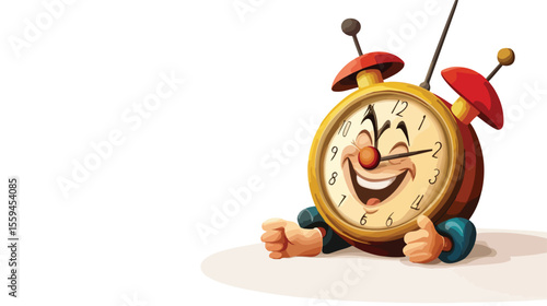 Creative Cartoon Image of Alarm Clock with Pinocchio's Long Nose Concept