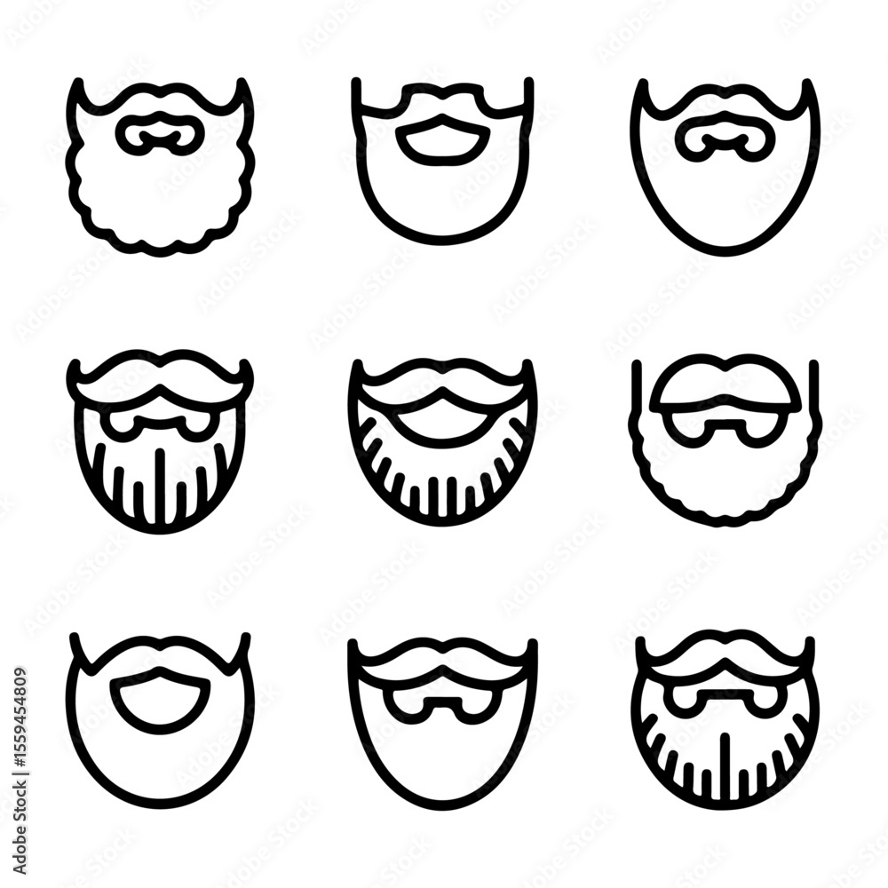 Unique high quality Beard and mustache line icon set Unique high quality Beard and mustache line icon set