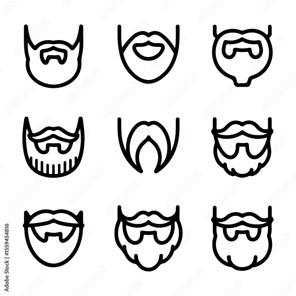 Unique high quality Beard and mustache line icon set Unique high quality Beard and mustache line icon set