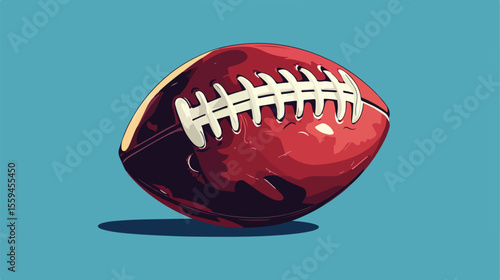 Professional American Football Ball Equipment Illustration in Flat Vector Style