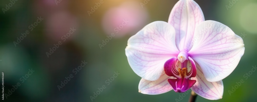 Obraz premium Delicate light orchid, blush pink spots on pristine white petals , natural, photography, wedding