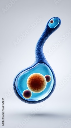 Animated Cell Structure with Colored Nuclei and Sphere Shape