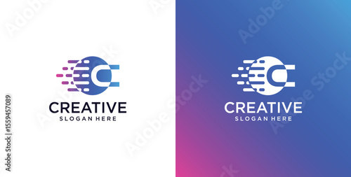 ikon logo C awal teknologi digital