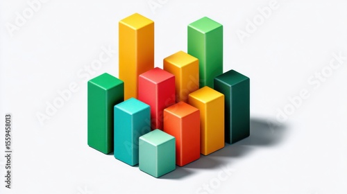Colorful Bar Graph Displaying Data Trends in a Creative Illustration