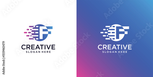 ikon logo F awal teknologi digital