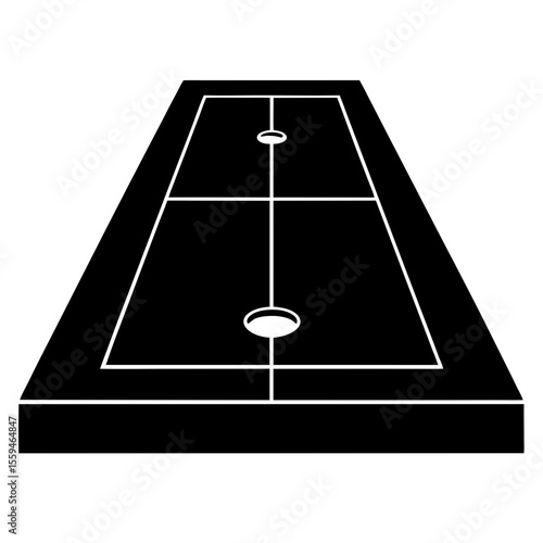 Shuffleboard Court Silhouette Vector – Classic Black Game Layout Design for Sports Projects