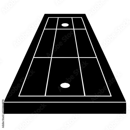 Shuffleboard Court Silhouette Vector Classic Black Game Layout Design for Sports Projects