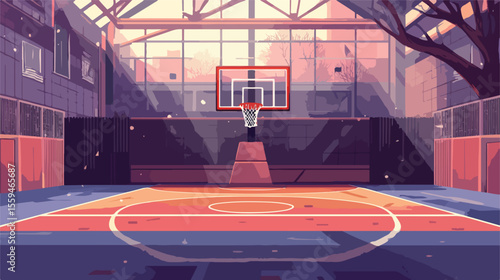 Dynamic Basketball Sport Flat Vector Illustration Centered