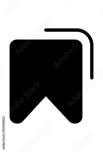 Bookmark symbol for saving content. 
Icon indicating saved or favorite items.
Save marker, often for later access. 

