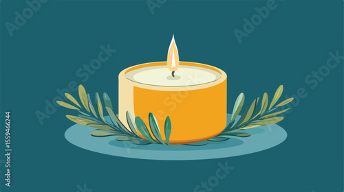 Aromatherapy Candle Flat Vector Illustration
