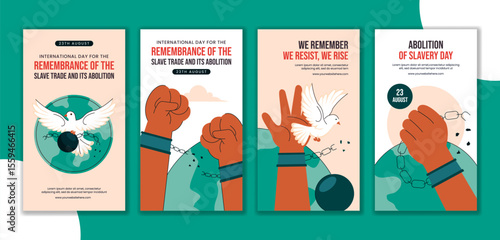 Flat Style Illustration for the Remembrance of the Slave Trade and Its Abolition Social Media Awareness Stories