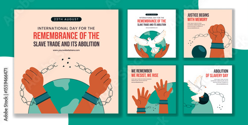 International Slave Trade Remembrance Day Vector Illustration with Flat Cartoon Social Media Post Template Design