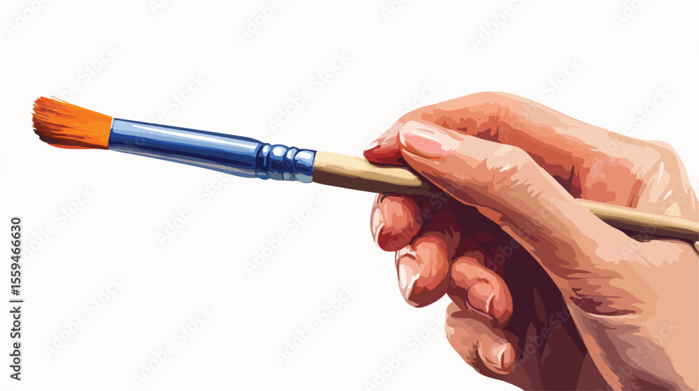 Naklejka premium Creative Hand Holding Paintbrush Flat Vector Illustration