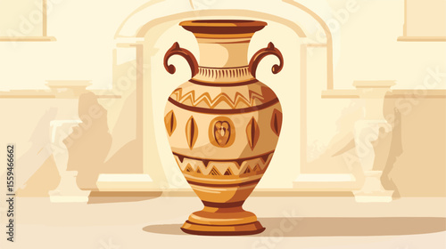 Exquisite Art Museum Vase Exhibition Flat Vector Illustration