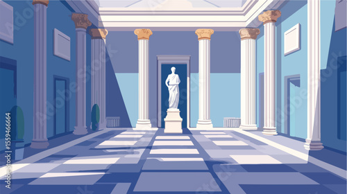 Elegant Art Museum Sculpture Column Vector Illustration