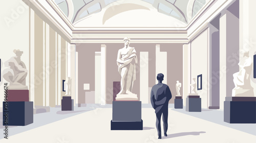 Modern Art Museum Sculpture Flat Vector Illustration
