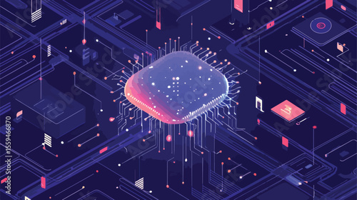 Futuristic Artificial Intelligence Circuit Digital Technology Concept