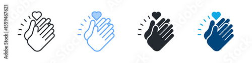 Gratitude Icon Set Multiple Style. Designed In Outline, Blue, Glyph, Dual Tone