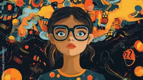 Focused ADHD Girl in Classroom Setting