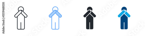 Shame Icon Set Multiple Style. Designed In Outline, Blue, Glyph, Dual Tone