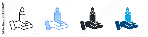 Grief Icon Set Multiple Style. Designed In Outline, Blue, Glyph, Dual Tone