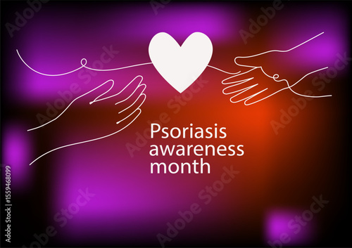 Psoriasis awareness month banner.  Linear  vector illustration.
