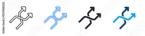 Flexibility Icon Set Multiple Style. Designed In Outline, Blue, Glyph, Dual Tone