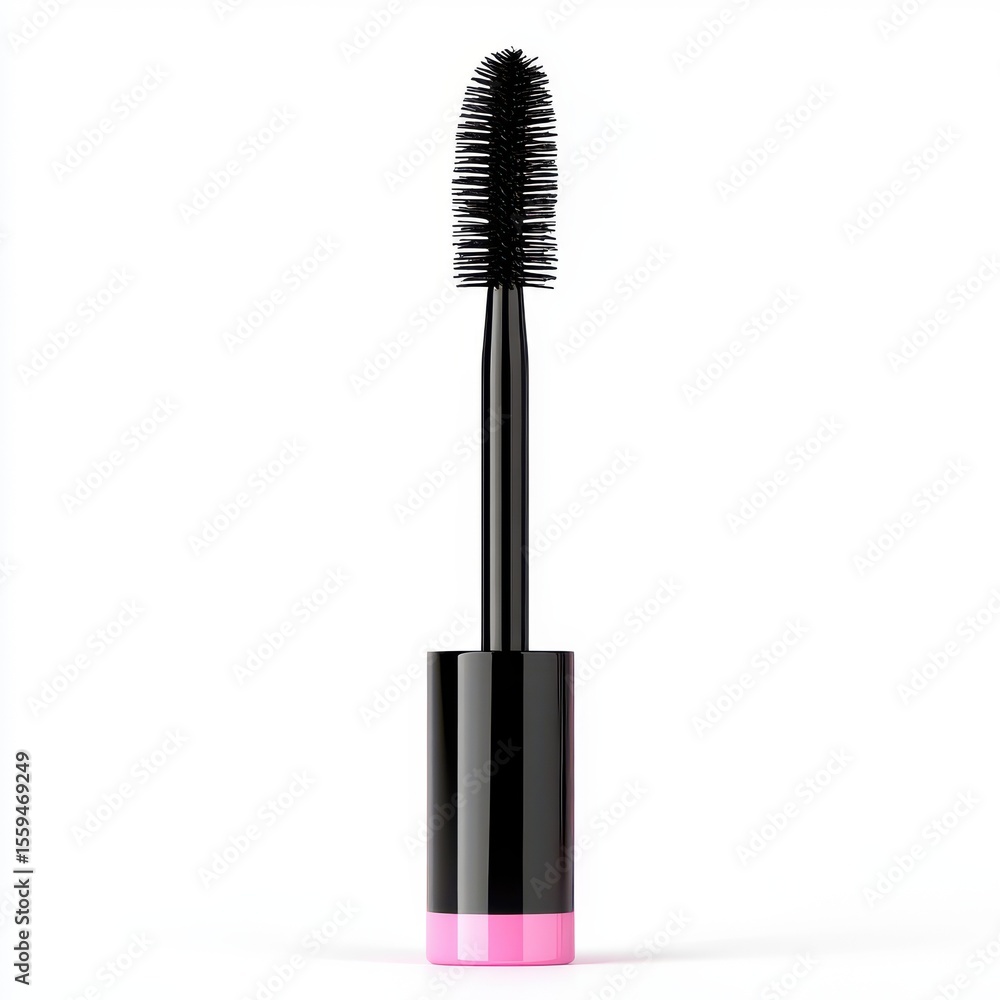 Obraz premium Black Mascara Wand with Pink Base on White Background