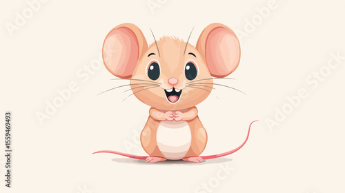 Cute Baby Mouse Sitting and Happy AI Image