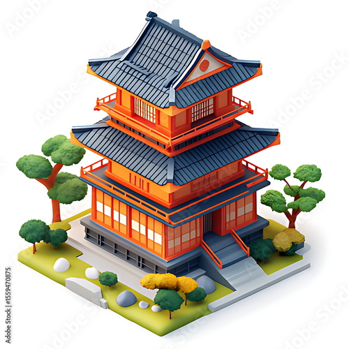3D icon of ancient Chinese architectural