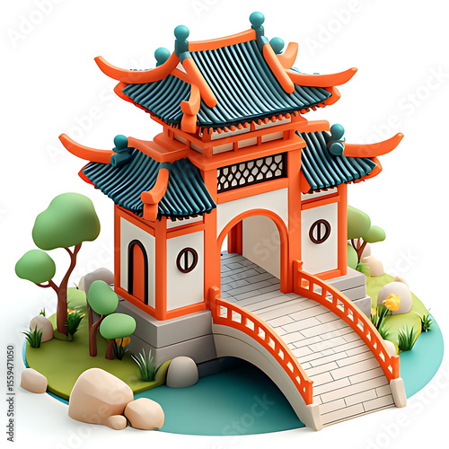 3D icon of ancient Chinese architectural