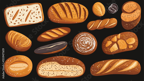 Delicious Baked Fresh Bread Vector Illustration