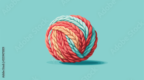 Knitted Ball of Wool Icon Design Flat Equipment for Creative Projects