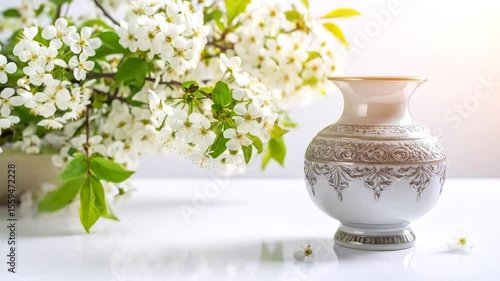 Wallpaper Mural Serene blossoms with vase, capturing the essence of springtime freshness Torontodigital.ca