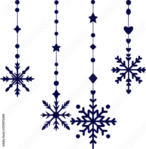Elegant Hanging Snowflake Ornaments Collection