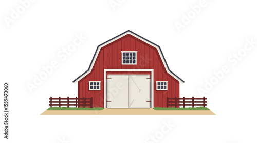 Rustic Barn House Farm Ranch Icon Flat Vector Graphic