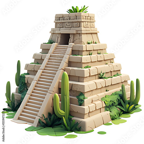 3d icon aztec temple mexico