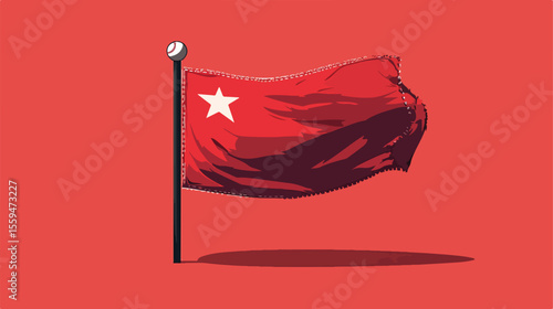 Baseball Championship Red Flag Vector Illustration