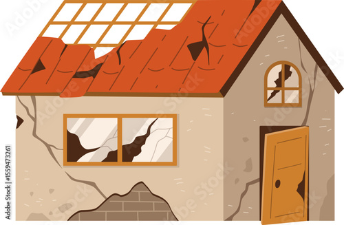 Broken Ruined Building Illustration