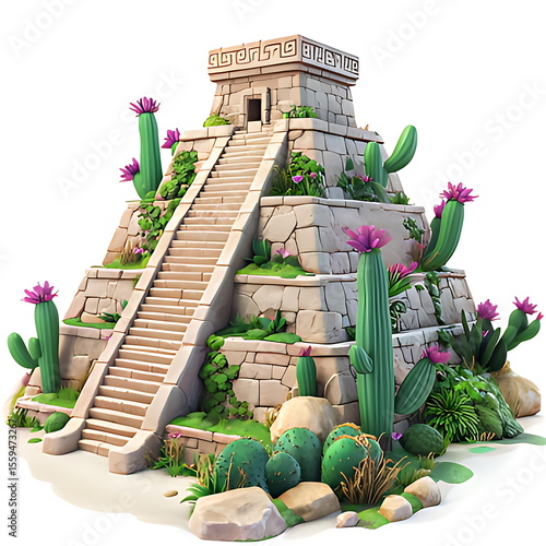 3d icon aztec temple mexico