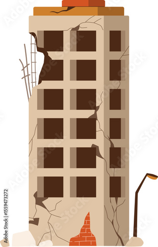 Broken Ruined Building Illustration