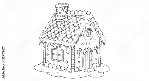Charming gingerbread house illustration shows whimsical winter scene. AI Generated