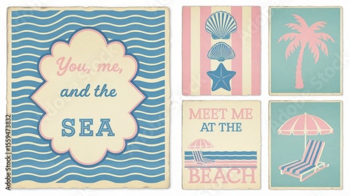 Vintage-Inspired Seaside Collection: Beach-Themed Graphic Designs with Retro Charm
