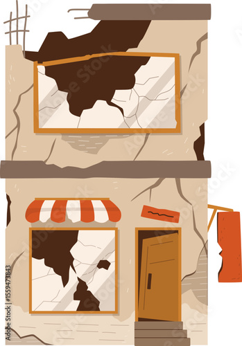 Broken Ruined Building Illustration