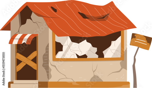 Broken Ruined Building Illustration