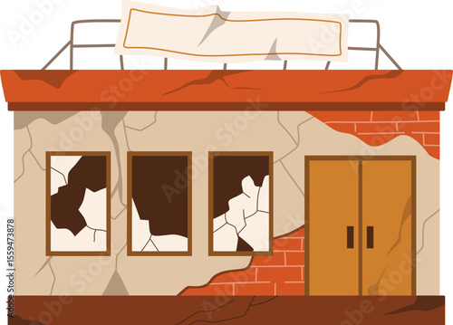 Broken Ruined Building Illustration