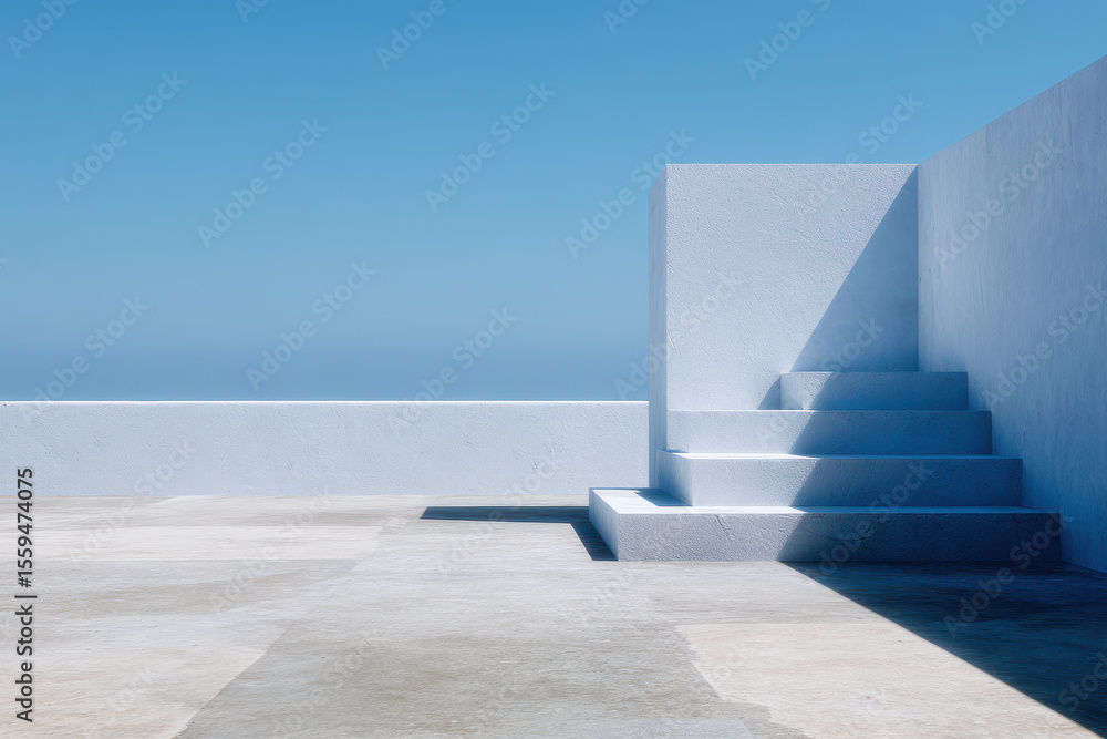 Obraz premium minimalist photograph of solitary geometric building element in urban sprawl in pakistan at high noon