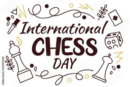 INTERNATIONAL CHESS DAY vector illustration
