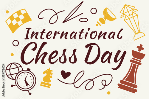 INTERNATIONAL CHESS DAY vector illustration